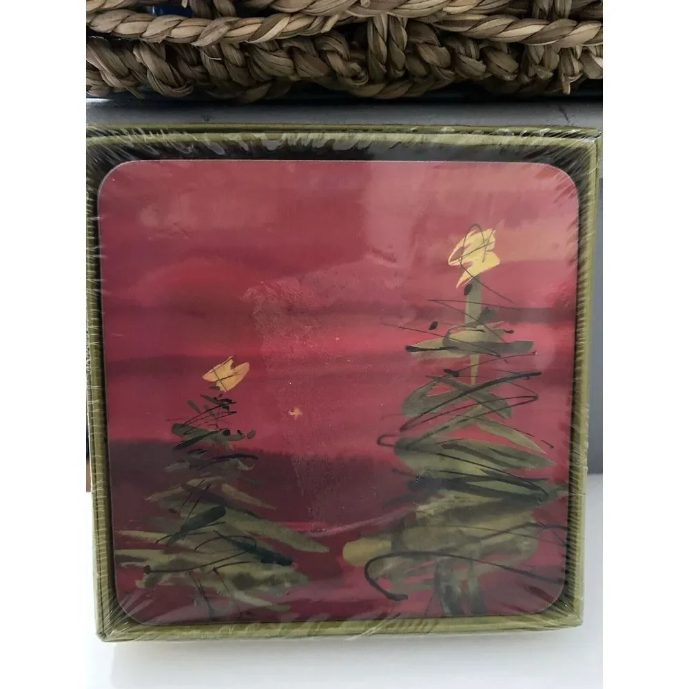 Rock Flower Paper 4 Coasters Abstract Cool Contemporary Christmas Tree 4